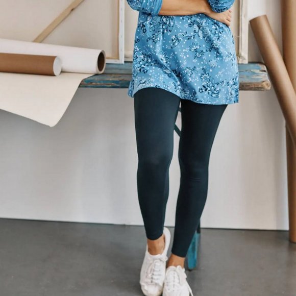 J.JILL DEEP BLUE PIMA COTTON ANKLE LENGTH LEGGINGS - Picture 1 of 3